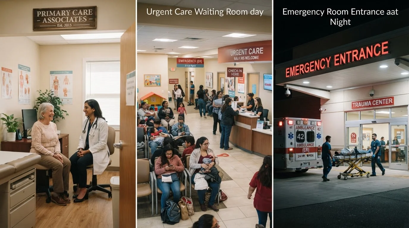 Urgent Care, Emergency Room, or Primary Care: Choosing the Right Setting Saves More Than Time